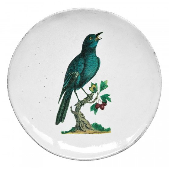 Assiette Plate Moineau Bleu