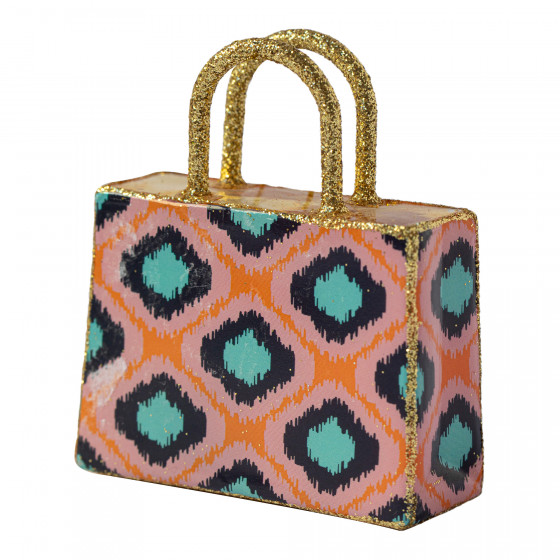 Orange and Blue Shopping with Diamond Print
