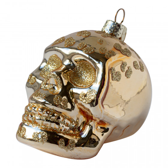 Shiny Gold Skull with Leopard Print