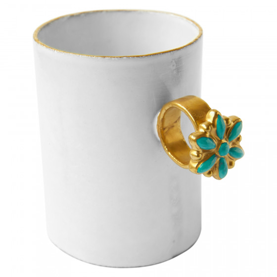 Turquoise Flower Ring Cup