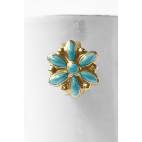 Tasse bague fleur bleu
