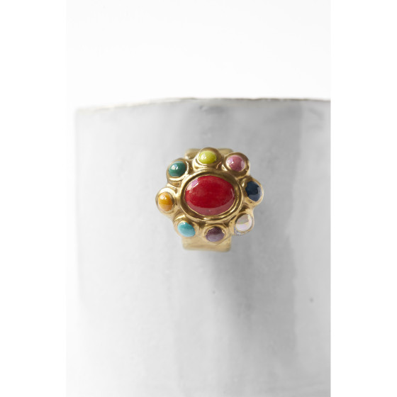 Tasse bague rouge multicolore