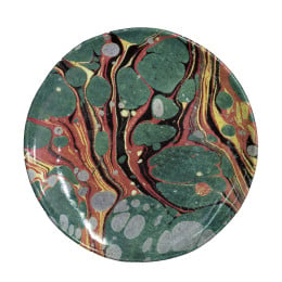 Green Red Yellow Marble Dessert Plate
