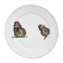Assiette 2 papillons avec du brun