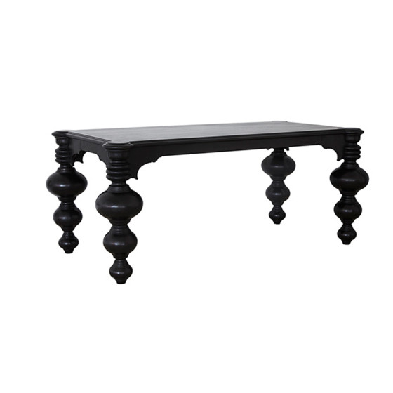 Rectangular Hollandaise Oak Table, 8 seater - Black Finish