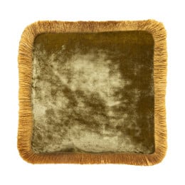 Cushion Gold Fringe Olive