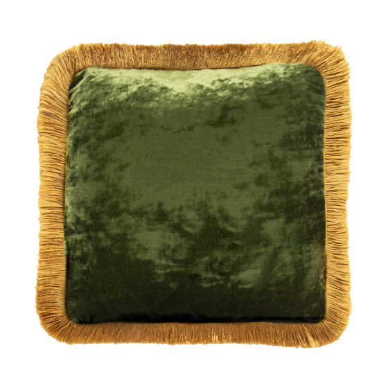 Cushion Gold Fringe Grass Green