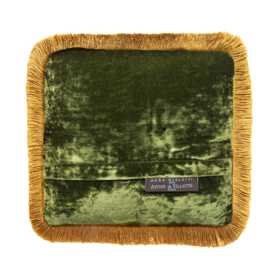 Cushion Gold Fringe Grass Green