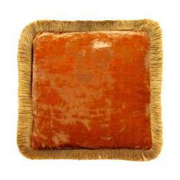 Cushion Gold Fringe Dark Tangerine