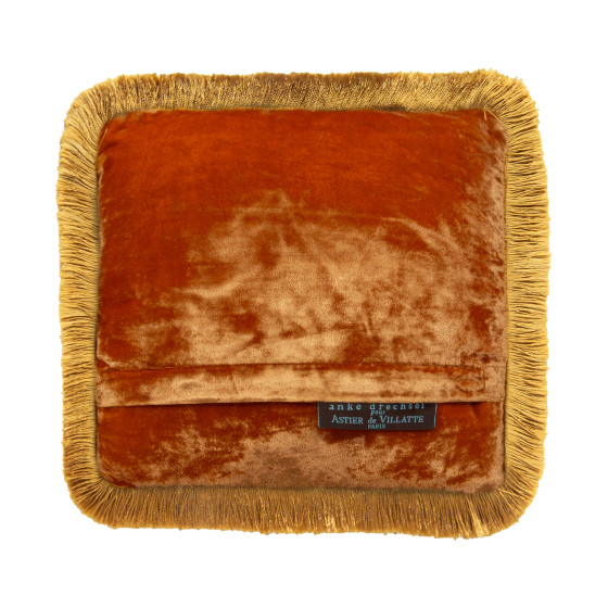 Cushion Gold Fringe Dark Tangerine
