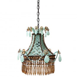 Turquoise and Brown Pavillon Chandelier