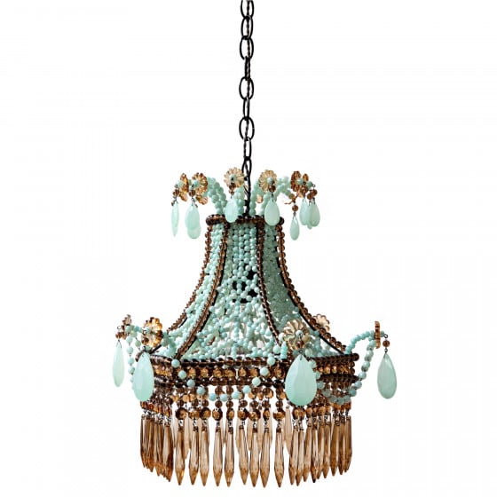 Turquoise and Brown Pavillon Chandelier