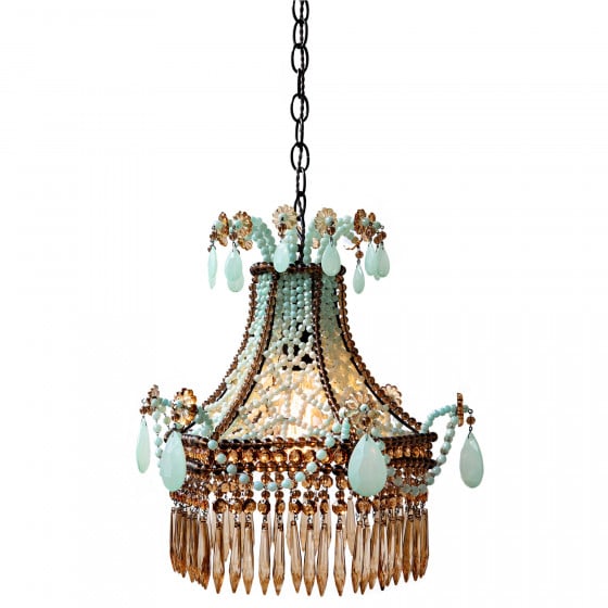 Turquoise and Brown Pavillon Chandelier